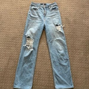 hollister wide leg high rise ripped jeans